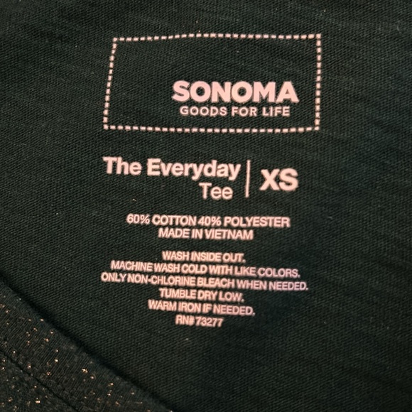 SONOMA GOOD FOR LIFE | V NECK SPARKLE TEE | Green| Size XS - Picture 5 of 8